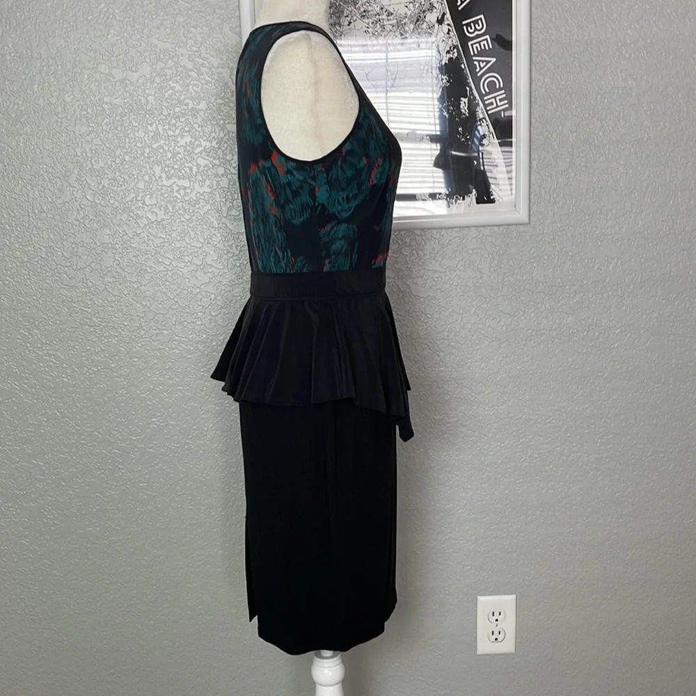 Marchesa Voyage Feather Silk Dress Peplum Skirt Sz 4 - Picture 6 of 12